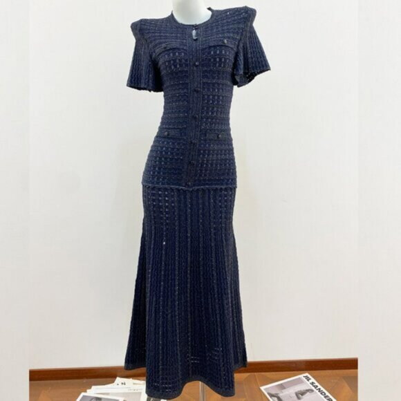 Sandro Paris Knitted Rhinestone Maxi Dress - Picture 2 of 11